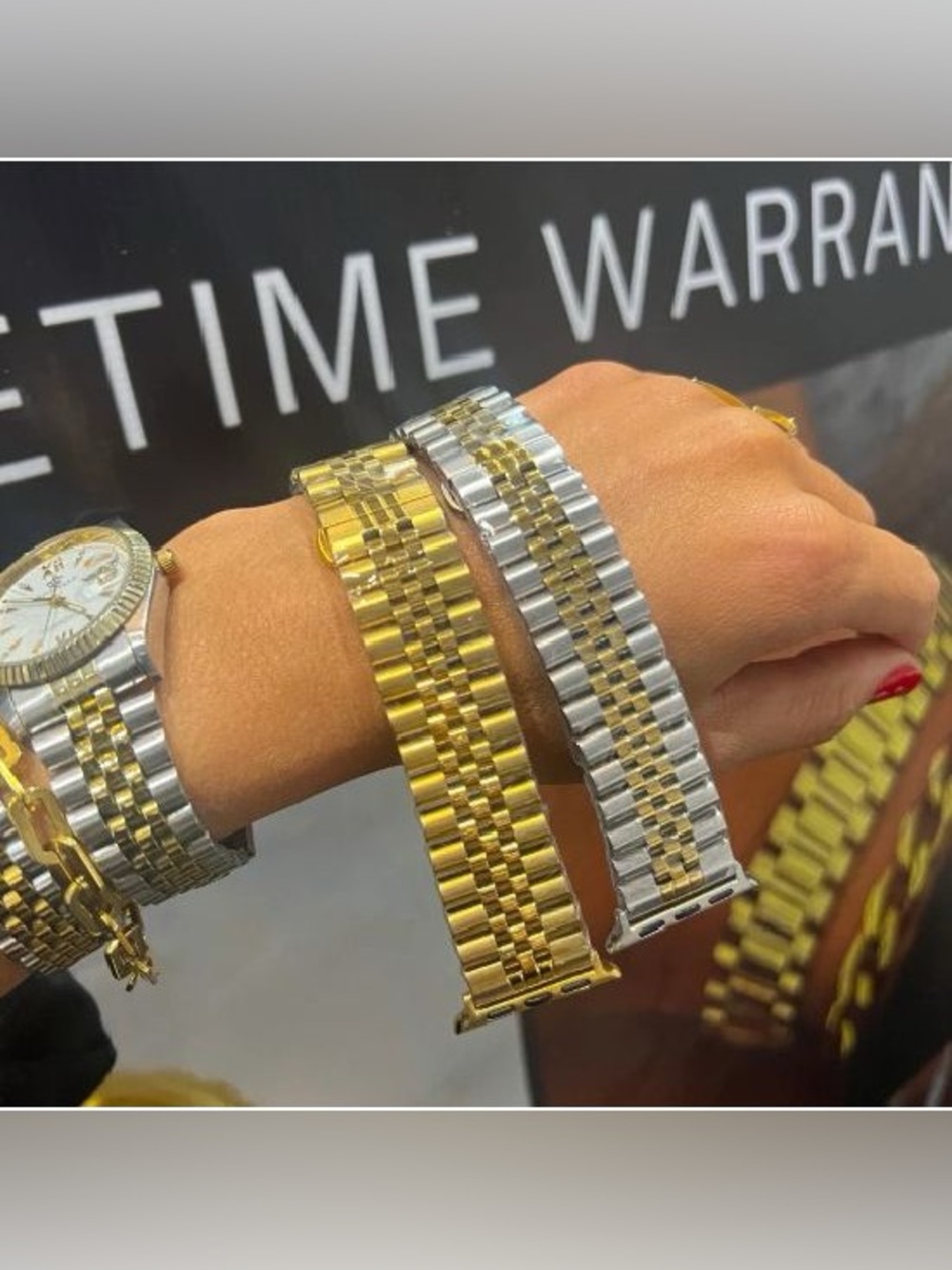 BRAND NEW Two-Tone Adjustable Apple Watch Band – 18k Gold Plated Stainless Steel